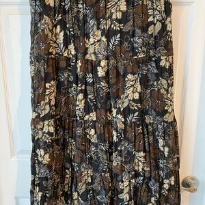 Floral Print Black and Brown Skirt